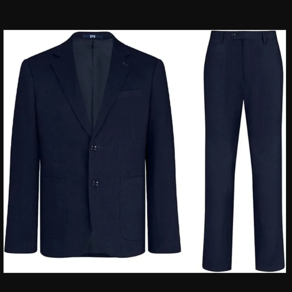 NWT NAVY 100% Linen Slim-Fit Suit, Two-Button Blazer & Slacks